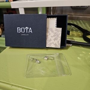 Silver Earrings with Clear Stones